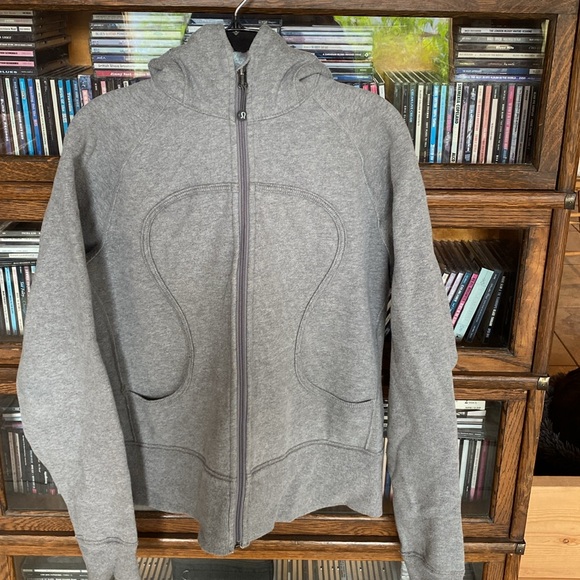 Vintage Cozy LULULEMON Grey Patterned Fleece Inside ‘Scuba’ Hoodie Size Medium - Picture 2 of 10